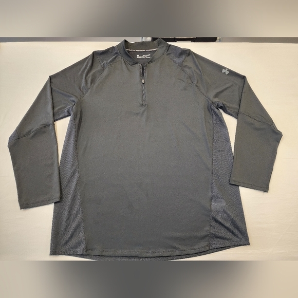 Under Armour Men's Black Long Sleeve Quarter-Zip Front Shirt Side Vents, sz 2XL - Picture 9 of 14